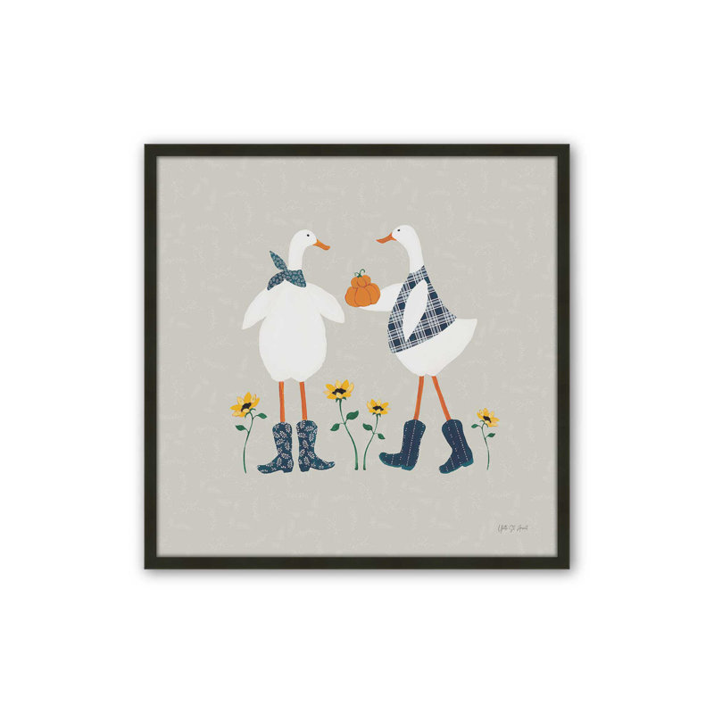 «Ducks in the Pumpkin Patch» par Yvette St. Amant, reproduction d'art, H 20 po x l 20 po, Noir