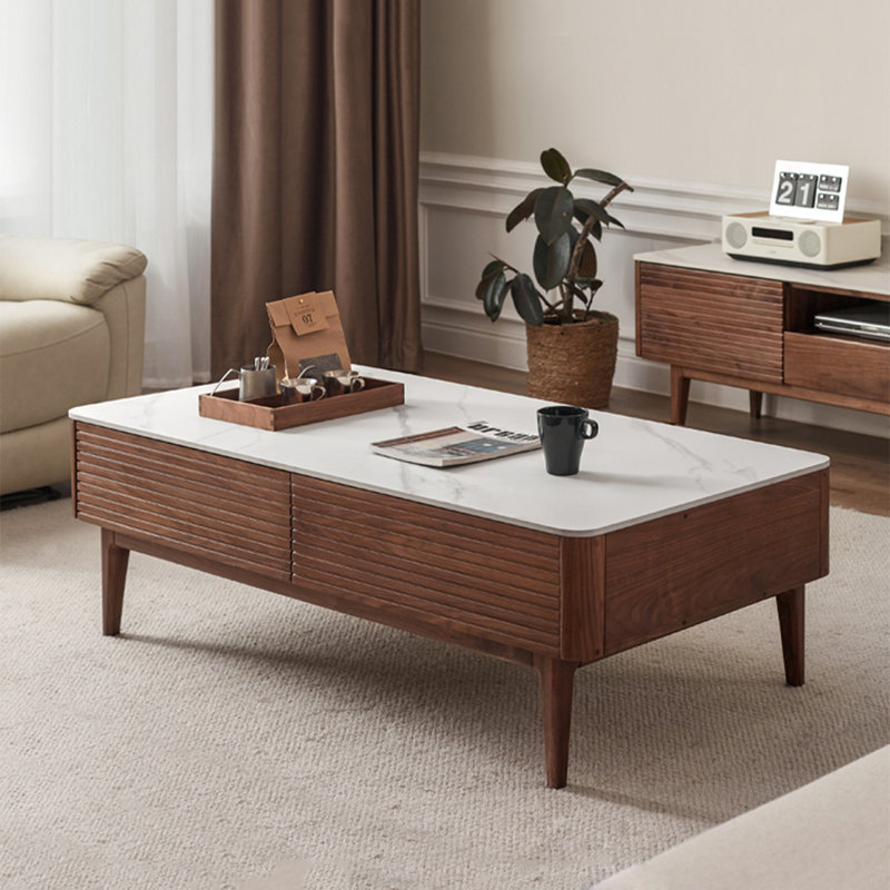 Table basse simple en bois massif, H 16,5 po x L 51,2 po x l 25,6 po