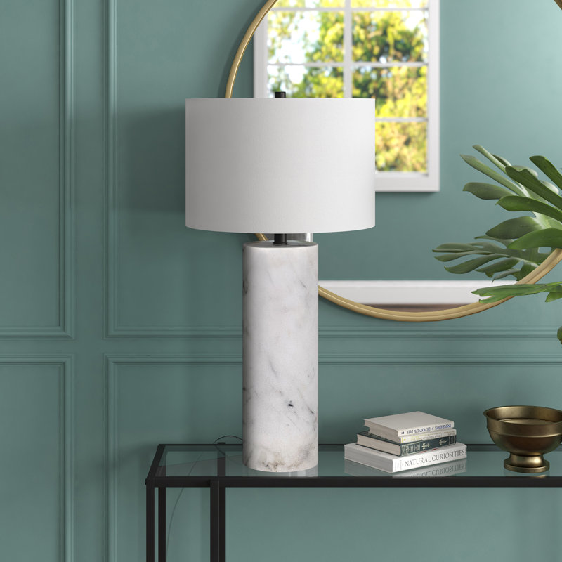 Elise Table Lamp, Marble/Black/White