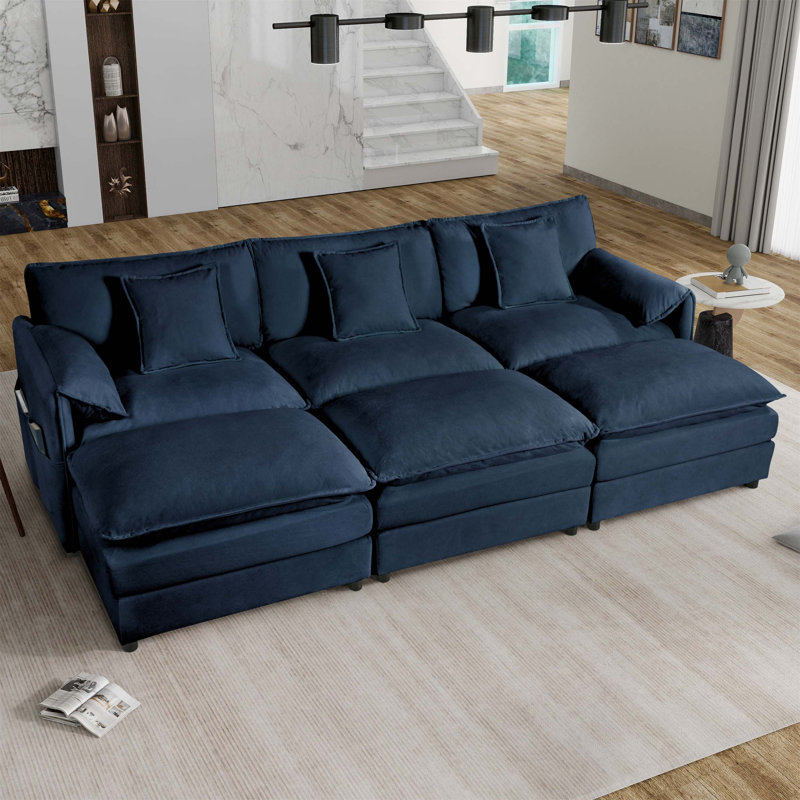Canapé-lit modulaire confortable et polyvalent avec coussins à deux couches, coussins élégants et rangement pratique pour des espaces de vie relaxants