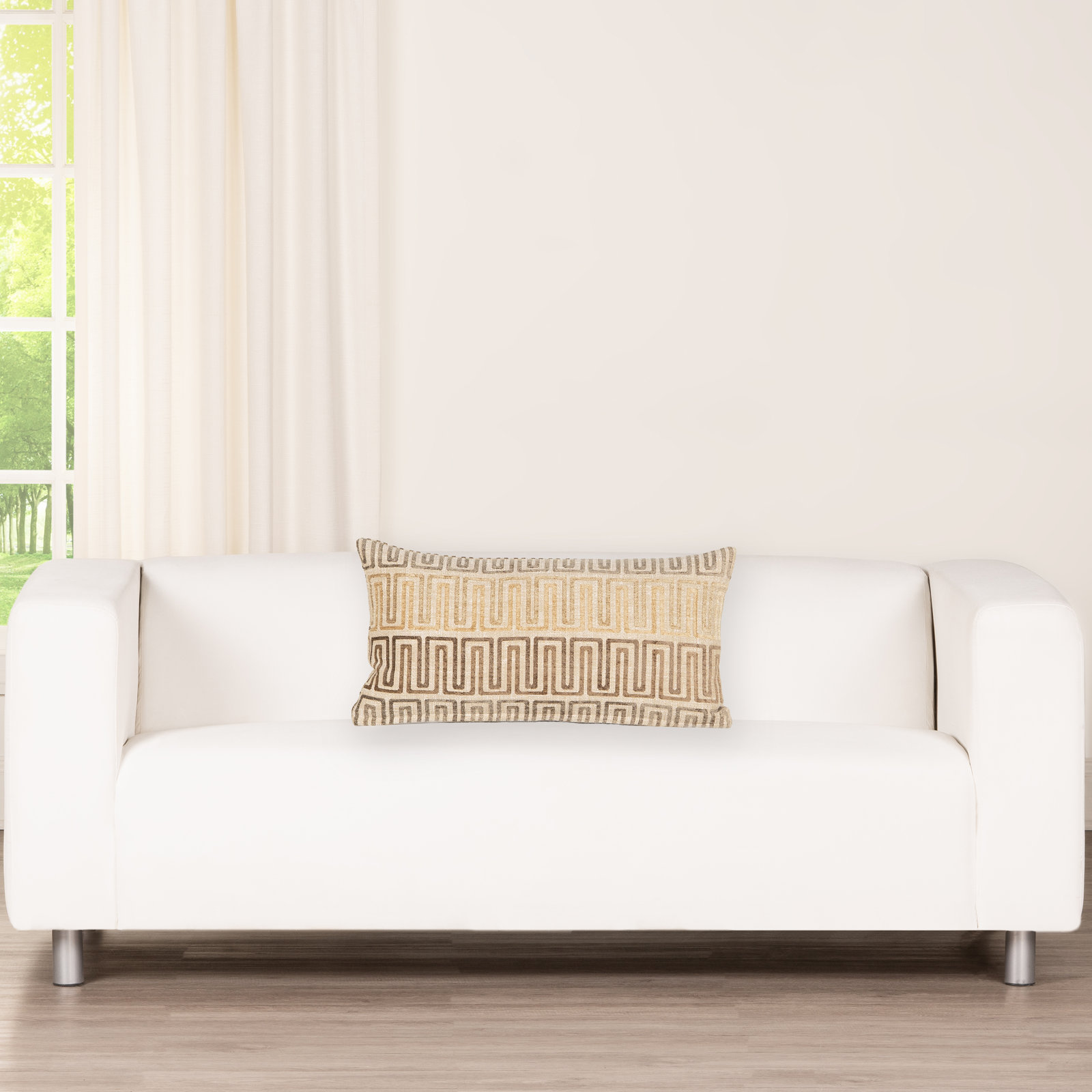 Floating Cubes Accent Pillow, Sand Geometric, Feather, Square 16"