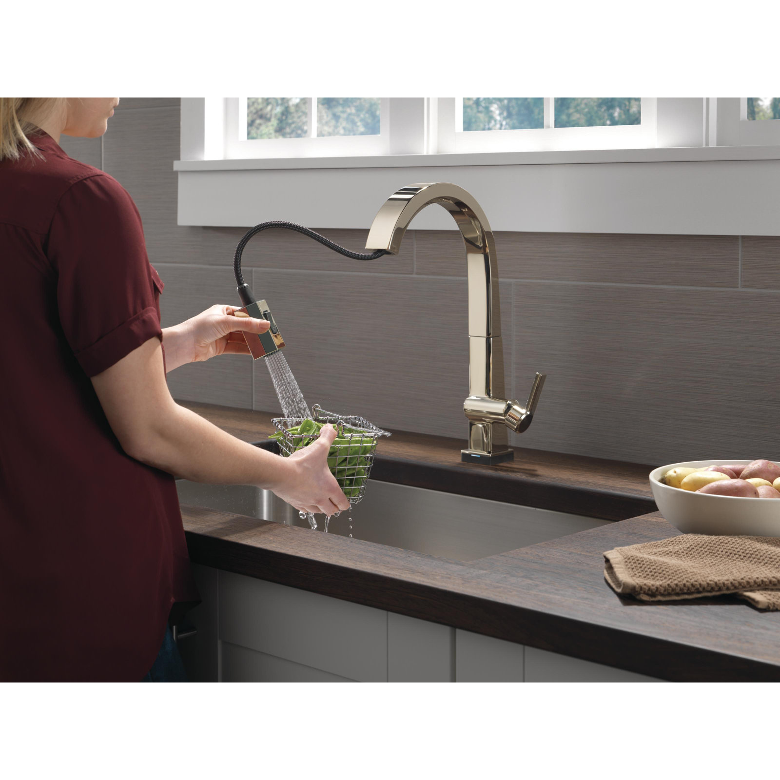 Pivotal Pull-Down Touch Kitchen Faucet, Polished Nickel