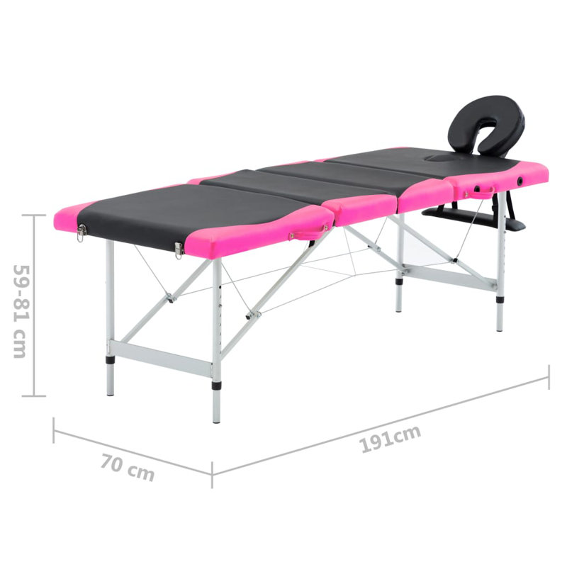 75.2'' Rectangular Adjustable Folding Table, Black/Pink