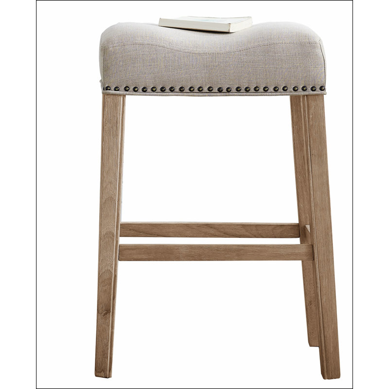 CoCo Upholstered Backless Saddle Seat Bar Stools 29" height Set of 2, Tan
