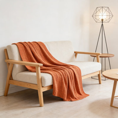 Jeté en tricot doux pour canapé et lit, douillette en fil d'acrylique léger et confortable avec motif à rayures classique pour le salon, le canapé et la décoration intérieure
