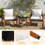 Ensemble de meubles de patio 3 pièces avec plateau en verre trempé et coussins moelleux