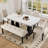 Modern Tufted Linen Dining Bench-741403354