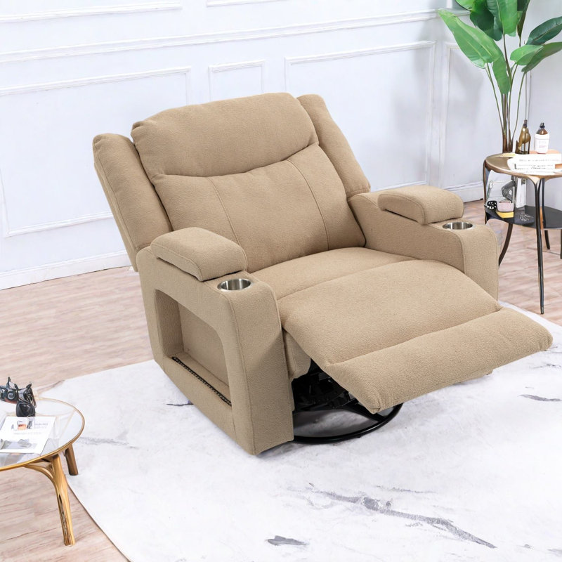 Fauteuils inclinables et chauffants à massage thermique, fauteuil pivotant moderne en velours chameau pour la maison