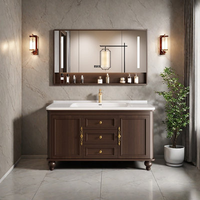 Chinese-style light luxury retro bathroom cabinet