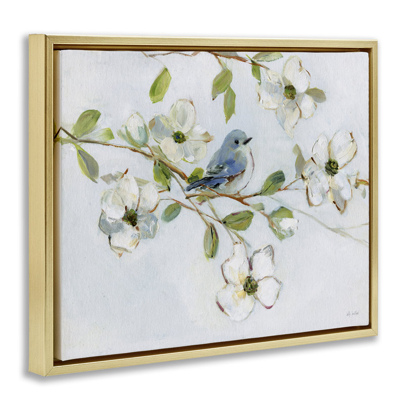 Oiseau perché sur un cadre flottant en cornouiller, design par Sally Swatland, H 25 po x l 31 po
