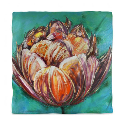 Contemporary Botanical Orange Duvet Cover | Abstract Tulips