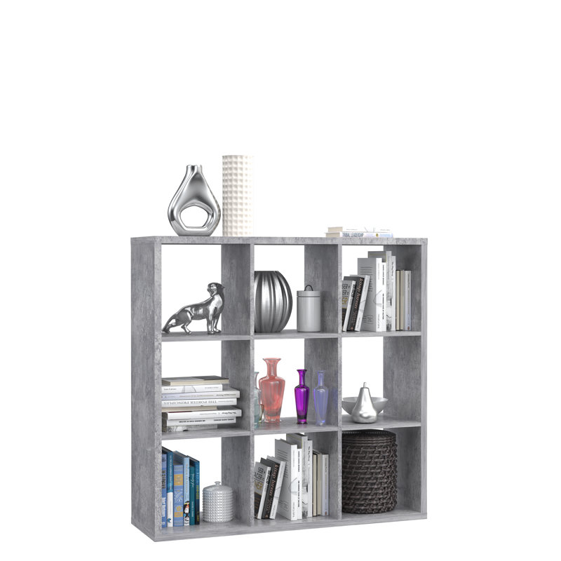 Paterson 107.2cm H x 32.9cm W Cube Bookcase, Grey