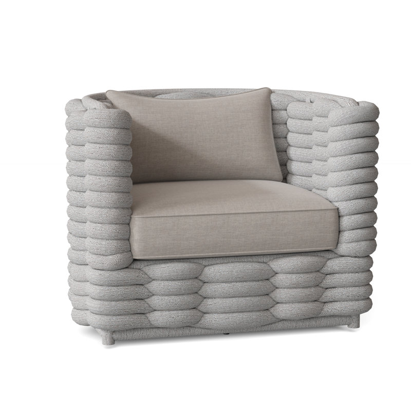 Wailea Swivel Patio Chair with Cushions, Grey Chenille 6028-021, Nordic Gray