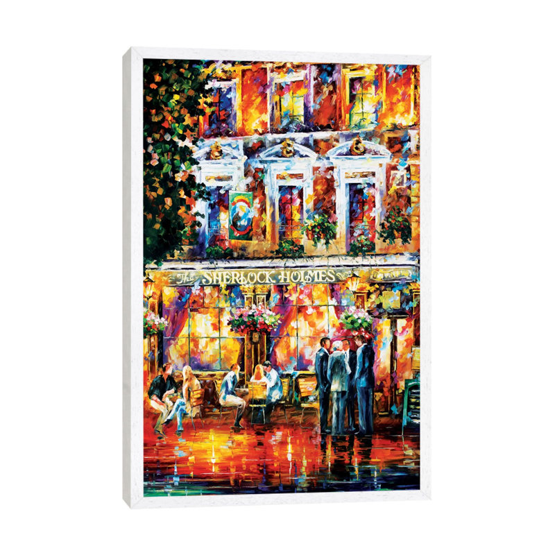 Sherlock Holmes by Leonid Afremov - Painting on Canvas, White Framed Canvas, 152.5 cm H x 101.5 cm W