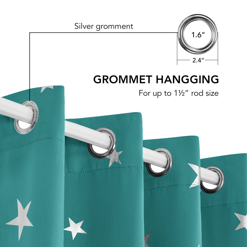 Manzanita Eyelet Room Darkening Thermal Curtains, Turquoise, 117cm W x 183cm D