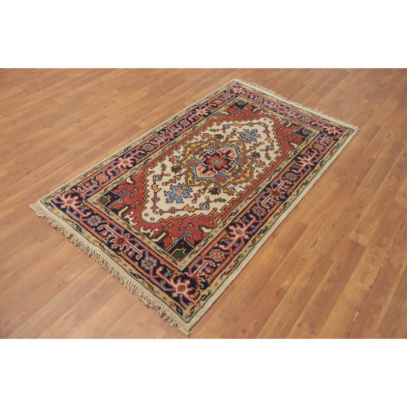 Tapis décoratif géométrique en laine 3 x 5