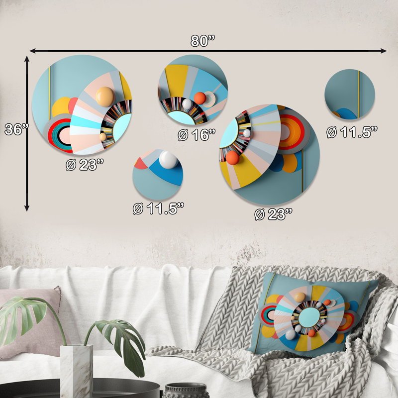 Circle Dimensions In Pastel Tones II - Modern Geometric Metal Wall Décor