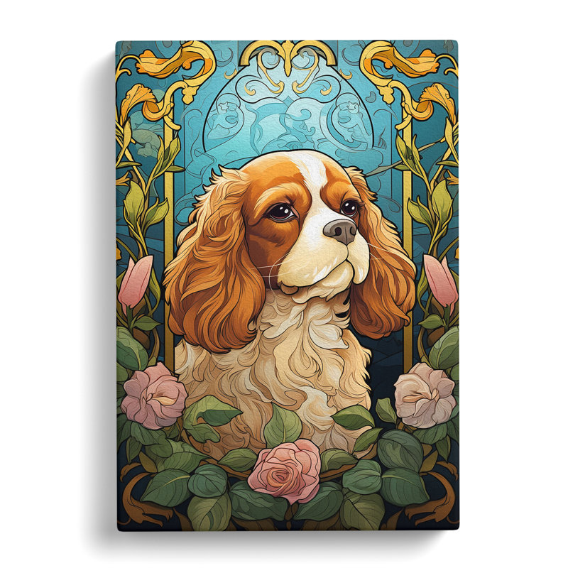 Cavalier King Charles Spaniel Nouveau - Art Prints - Wrapped Canvas, 76cm H x 50cm W x 3cm D