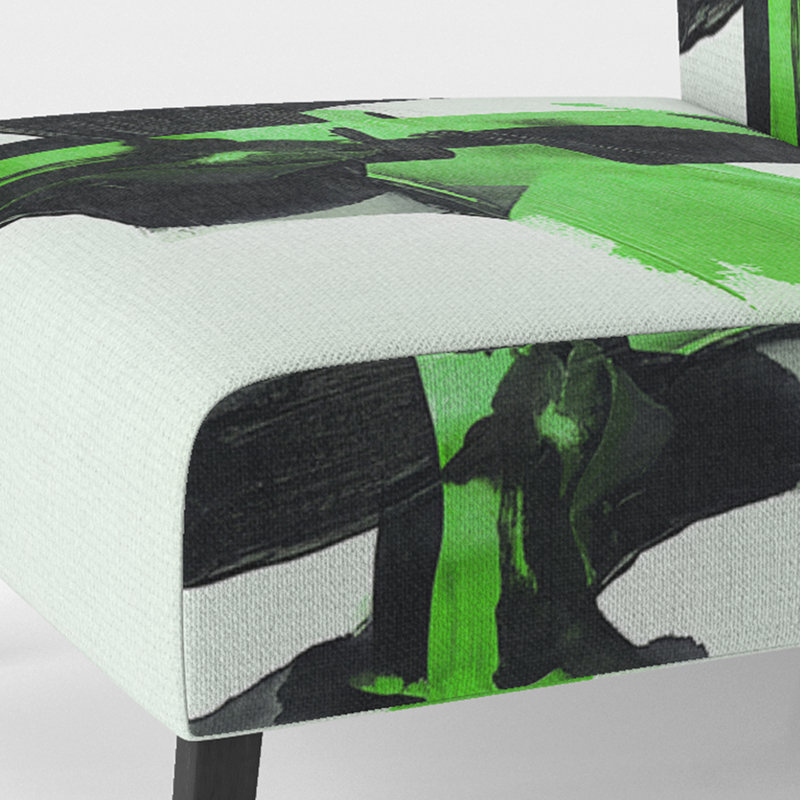 Fauteuil de chambre rembourré Geometric IV, Vert / noir / blanc