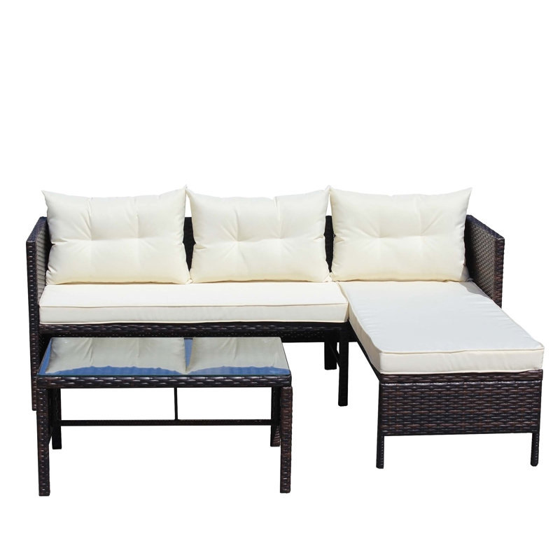 Ensemble modulaire de patio Wicker Ratten, ensemble de canapé de jardin, ensemble de conversation dans la cour arrière