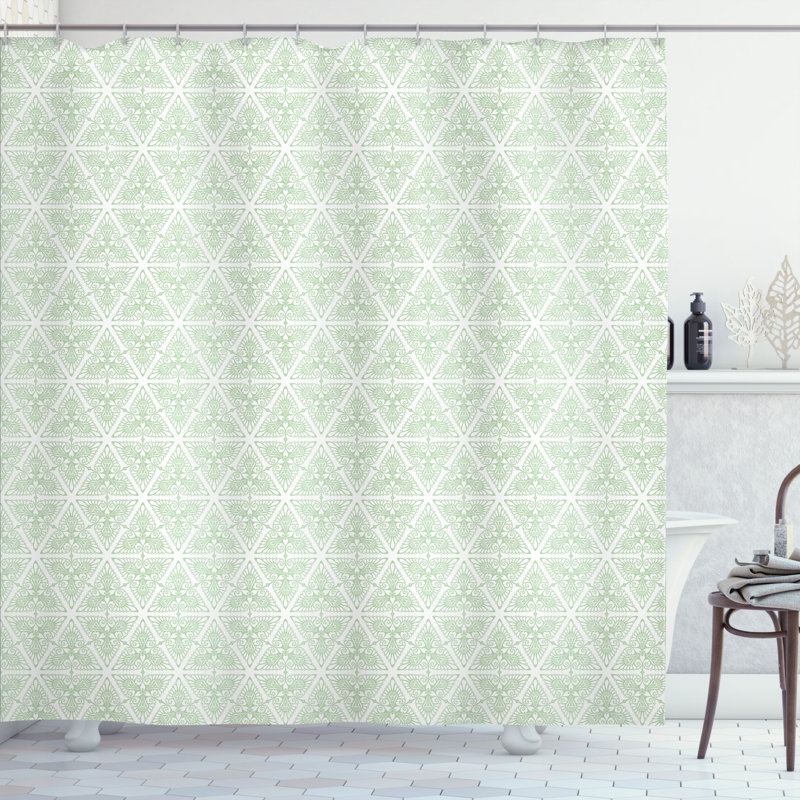 Ensemble de rideau de douche + crochets, H 69 po x l 75 po, Vert pâle