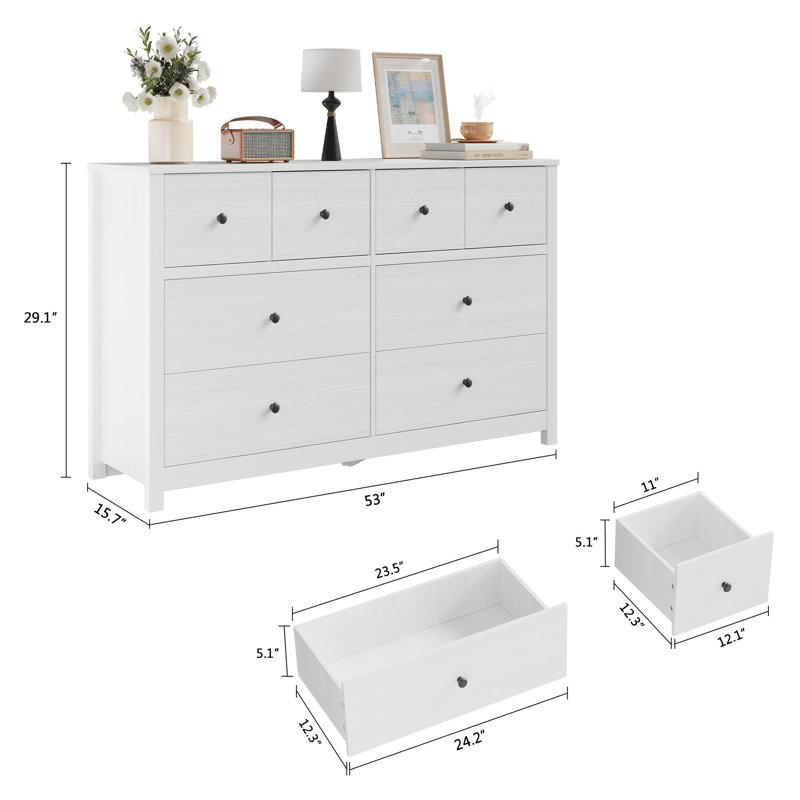 Table de chevet 8 tiroirs Modern, Blanc