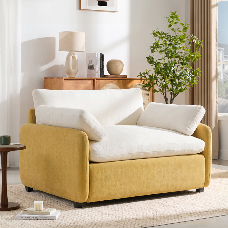 Oversized Chenille Single Sofa Chair with Pillows