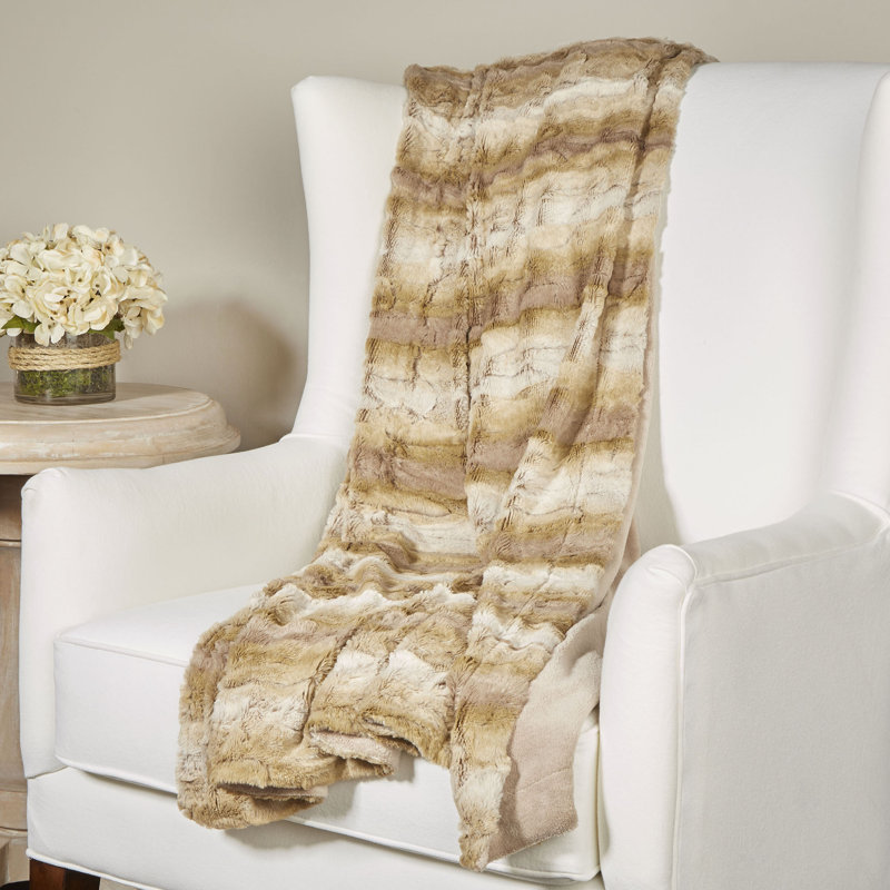 Luxurious Sherpa and Faux Fur Electric Throw Blanket in Multicolor