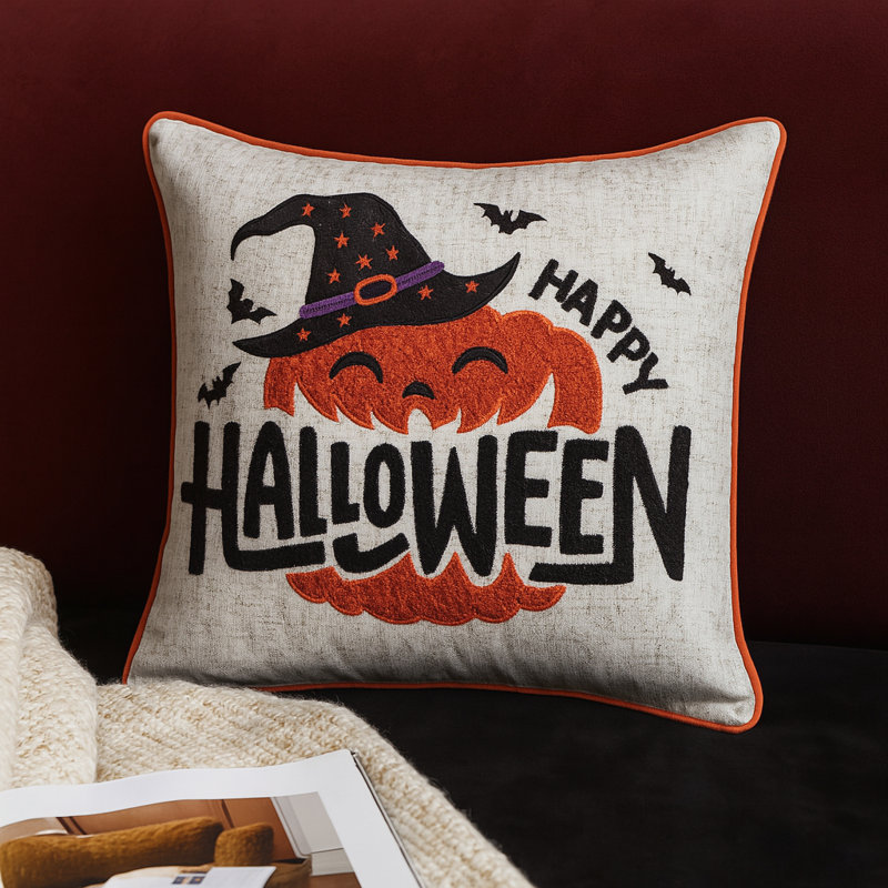 Coussin Happy Halloween Pumpkin Witch