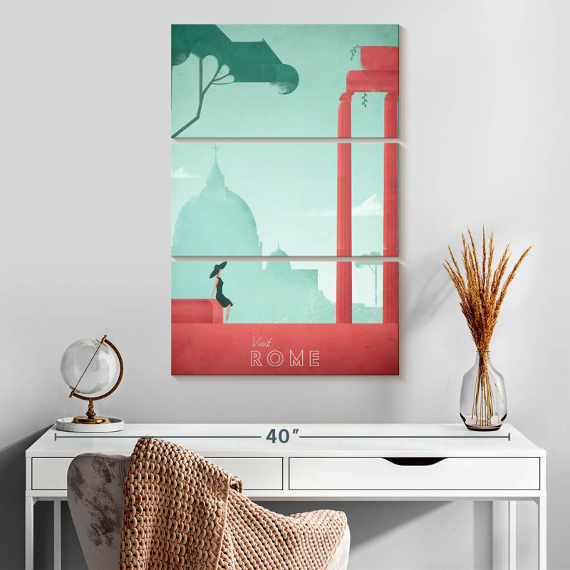 Affiche de voyage rétro de Rome, H 32 po x l 20 po