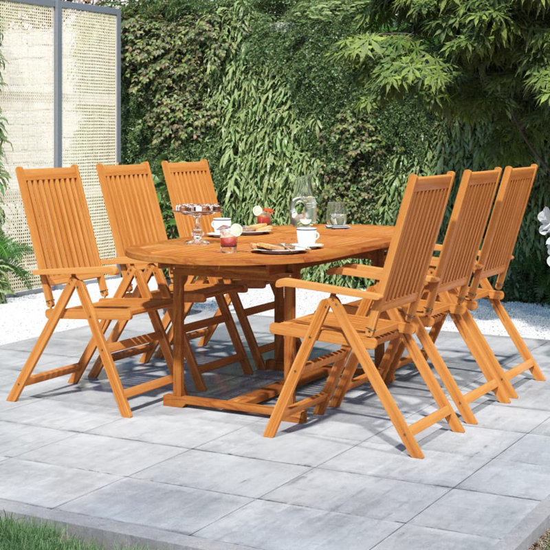 Jamee 6 - Person Acacia Patio Dining Set with, Gray
