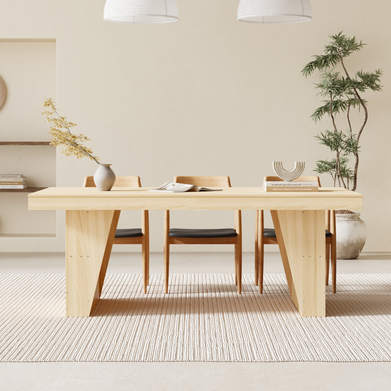 Modern Conference Table With Built-In Storage Shelves - Natural Wood Finish