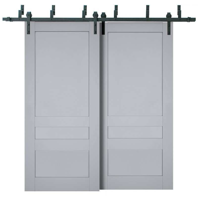 Portes de grange à panneaux en bois Veregio, 48 po x 80 po, Gris