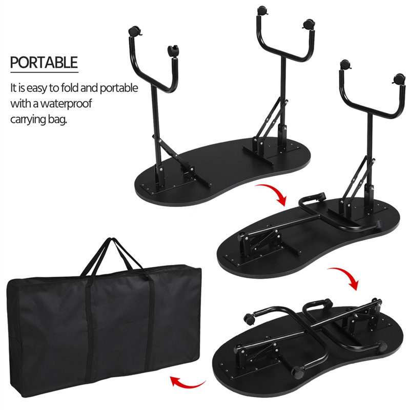 Folding Manicure Table with Lockable Wheels and Bag, Black