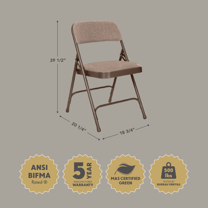 Bernadine Fabric Padded Folding Chair, Brown