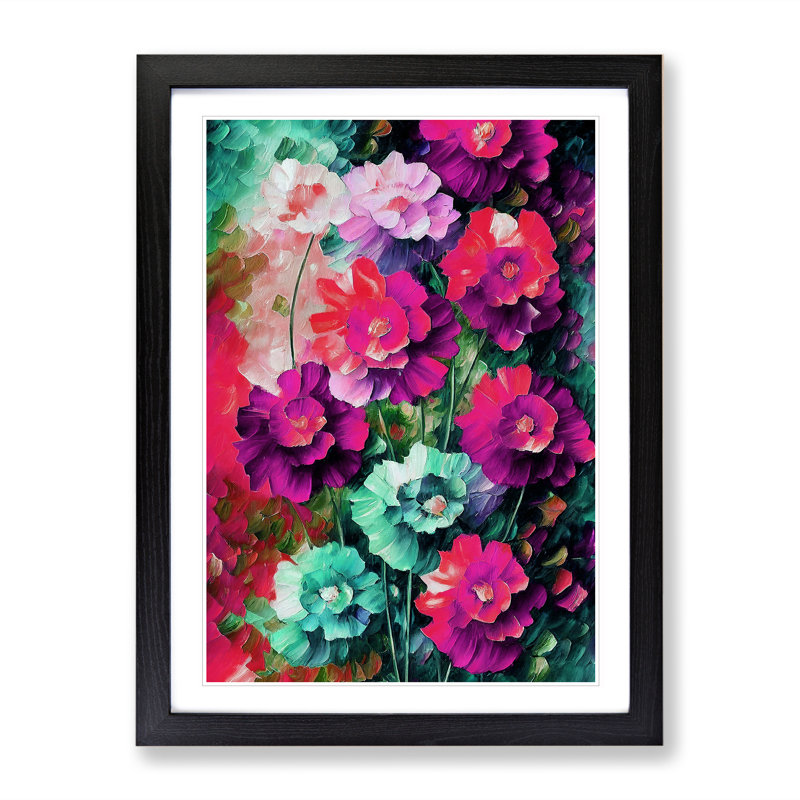 Bunch Of Flowers No.4 - Single Picture Frame Print, 34cm H x 25cm W x 2cm D, Black