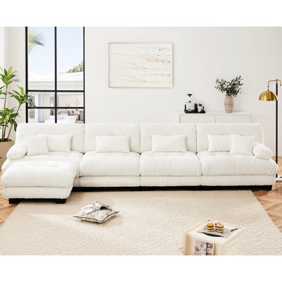 4 Cloud-Like For Room - Modular Chenille With Deep Seat And Waist Support Fabric Couch Sectional Soft Pillows