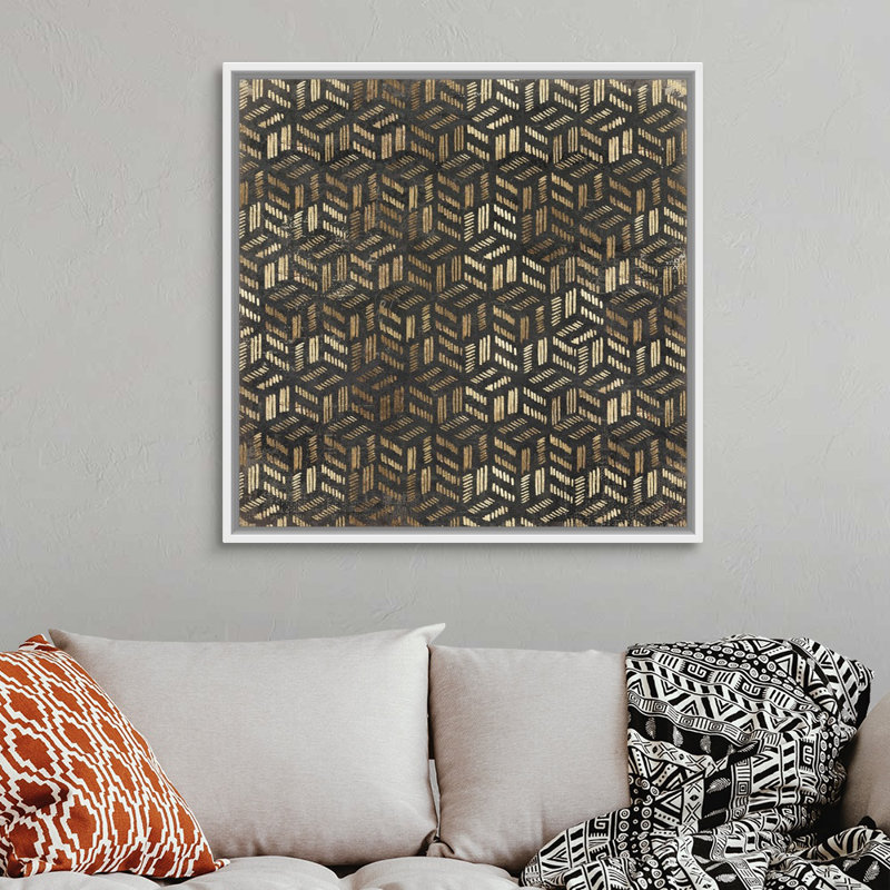 Reproduction d’art sur toile, "Golden art deco III" par Aimee Wilson, Cadre blanc, H 38 po x l 38 po x P 1,75 po