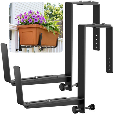 VOXORAdjustable Heavy Duty Window Box Brackets with Bottom Support - Set of 2