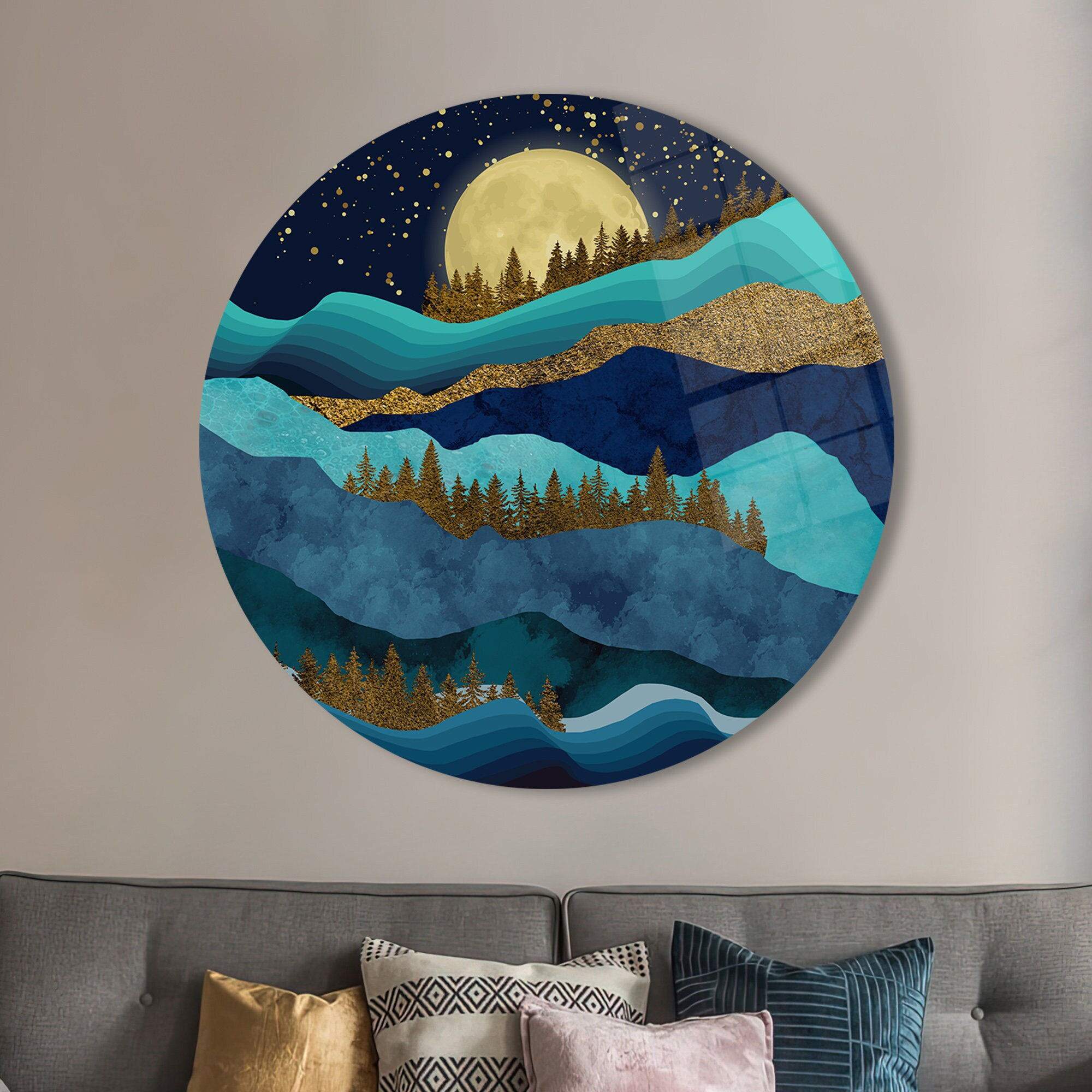 Loon Peak® Forest Landscape Wall Decor Featuring Mountain and Moon ...
