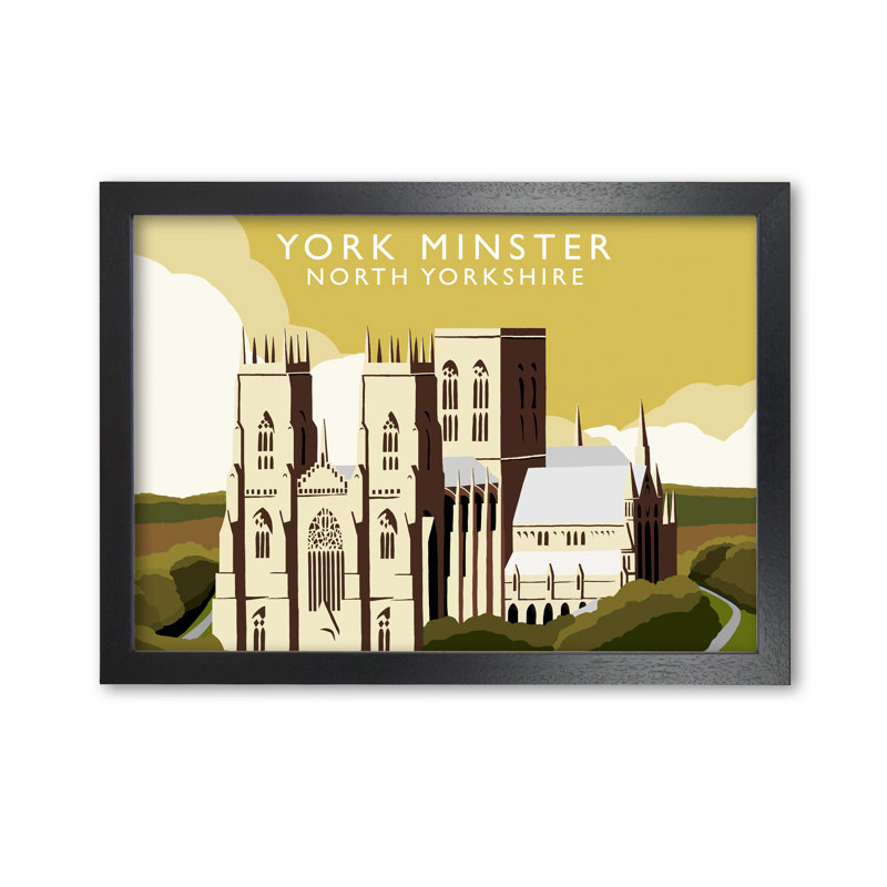 York Minster North Yorkshire by Richard O'Neill - Print, 21cm H x 29.7cm W x 3cm D, Black Framed