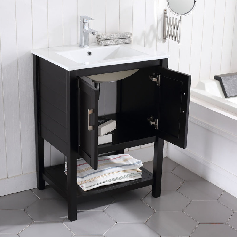 Ensemble de meuble-lavabo simple 24 po 24 po, Espresso