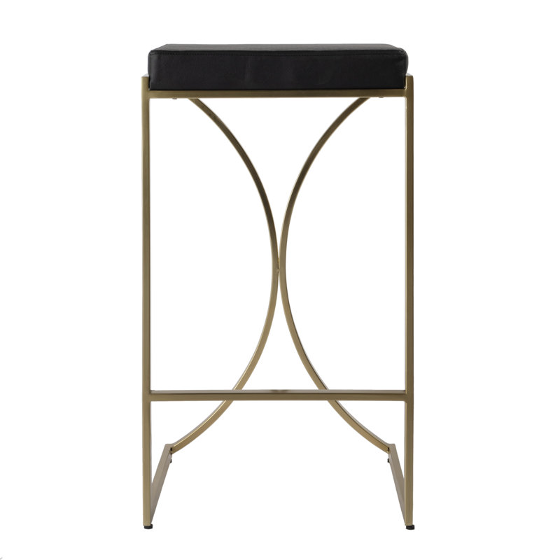 Natalya 24" Bar Stool, Gold, Black, Bar Stool (31” Seat Height)