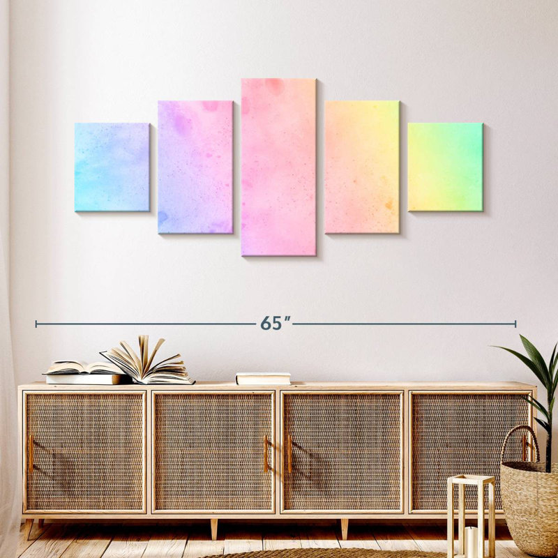 Arc-en-ciel pastel, H 24 po x l 55 po