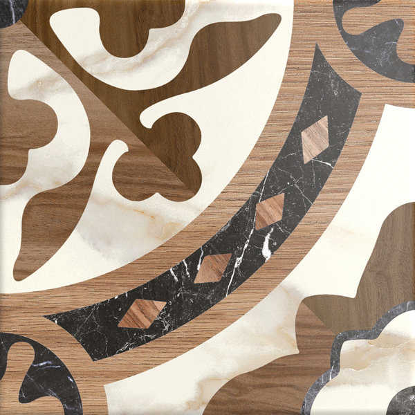 Istanelle Marmara Brown 8-in. Encaustic Patterned Matte Porcelain Wall & Floor Tile