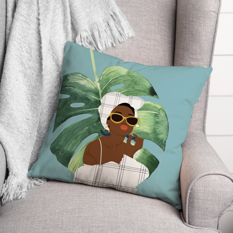  Housse et insert de coussin carré Palm Girl, 18" x 18"
