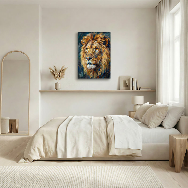 Ensemble de 1 tableau sur toile représentant un lion, 2436