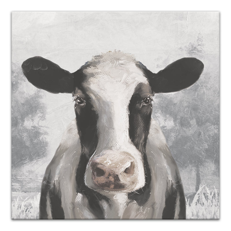 Impression de vache sophistiquée sur toile, H 16 po x l 16 po x P 1,25 po