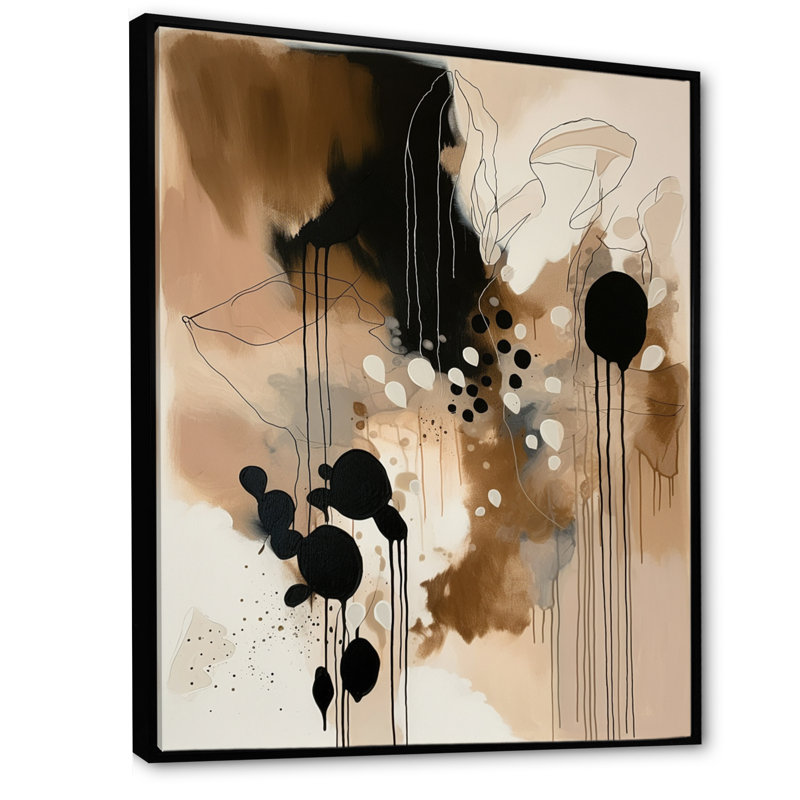 «Brown Mindful Abstraction II», reproduction d'art sur toile abstraite, L 16 po x H 32 po, Cadre flottant noir