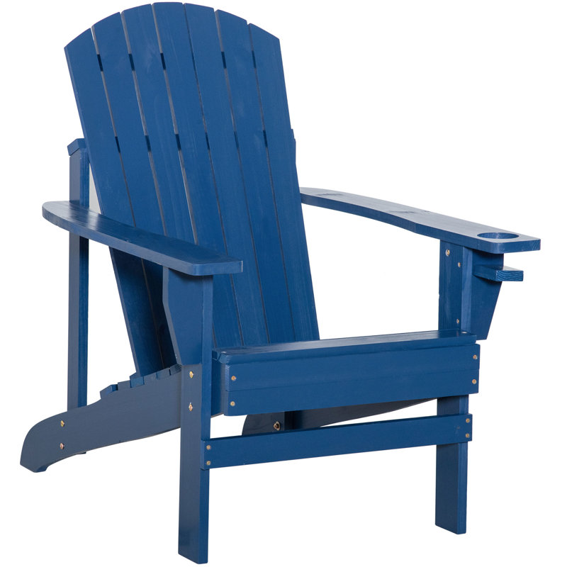 Chaise Adirondack classique en bois massif Anayla, Marine